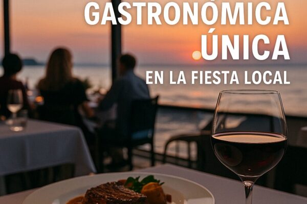 Experiencia gastronómica única en el balneario durante la fiesta local del 22 de abril, con cena gourmet, vino selecto y vista al atardecer